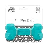 Willie Bones | Modern Dog Chew Toy | Almost Indestructible Dog Toys for Aggressive Chewers | Tough + Durable + Strong Natural Rubber Bone Toy for Small + Large Dogs + Puppy Teething | Boredom Chews