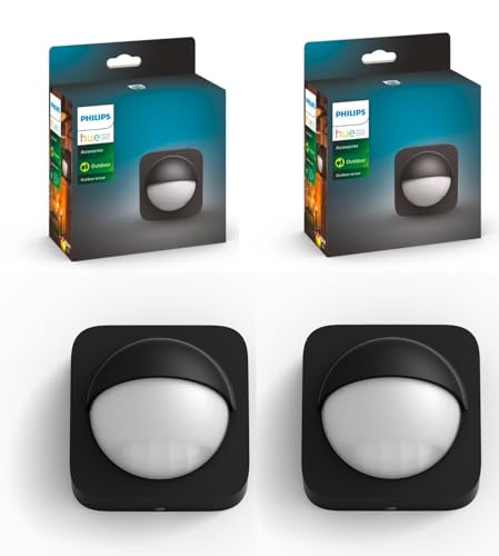 Philips Hue – 2x Outdoor Bewegungsmelder mit Tageslichtsensor, Schwarzk für smarte Beleuchtung, automatische Lichtsteuerung bei Bewegung für ein sicheres Zuhause,