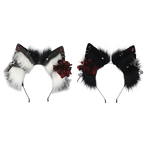 Serre-tête oreille de loup en peluche douce et structure flexible pour cheveux
