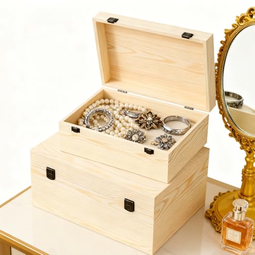 Coffres trésor en bois brut à décorer pour cadeaux uniques
