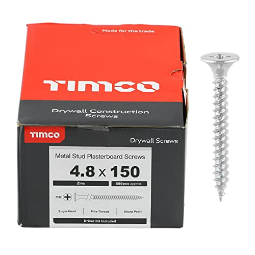 TIMCO BZP PH2 Philips Drywall Screws - 4.8 x 150 - Zinc - Box of 100