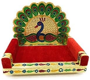 SHIVANSH TECH Laddu Gopal Wooden Meenakari Singhasan for Pooja MandiR Mharaja Sinhasan/Singhasan (26 X 18 X 20 {No.5})