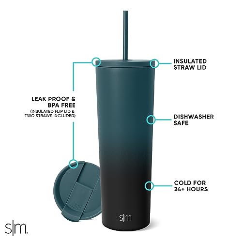 Image of Simple Modern Insulated Tumbler with Lid and Straw | Iced Coffee Cup Reusable Stainless Steel Water Bottle Travel Mug | Gifts for Women Men Her Him | Classic Collection | 28oz | Moonlight