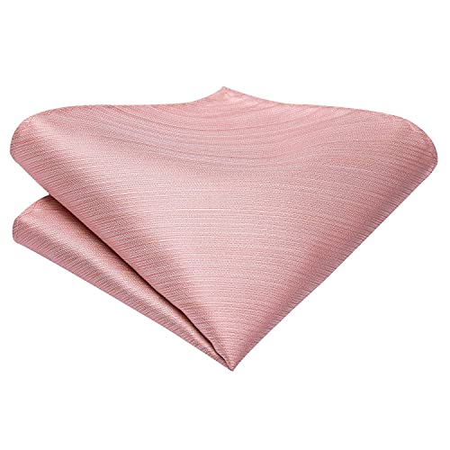 Hi-Tie Pink Tie Rose Gold Necktie For Men With Pocket Square And Cufflinks Wedding Tie Set #TOP4