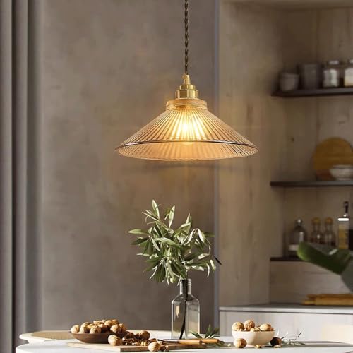 Luminaires de plafond encastrés rétro et suspension en verre rayé HAIDU - 2