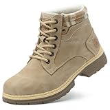 ANJOUFEMME Womens Hiking Snow Winter Boots - Outdoor Waterproof Lightweight Ankle Boots for Women Work Backpacking Boots FNW110-BEIGE-10-1