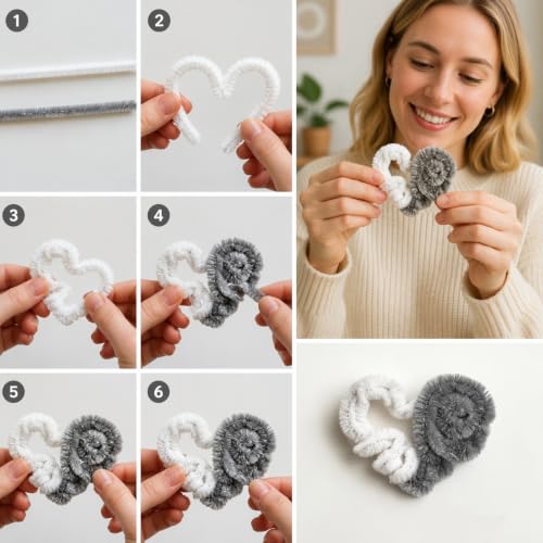 Image of 200Pcs Pipe Cleaners,Grey Creative Chenille Stems Pipe Cleaners Craft,Fuzzy Pipe Cleaners Bulk for Crafts,DIY Pipe Cleaner for Home Arts and Crafts Decorations Supplies,Kids Crafts 8-12,Limpia Pipas
