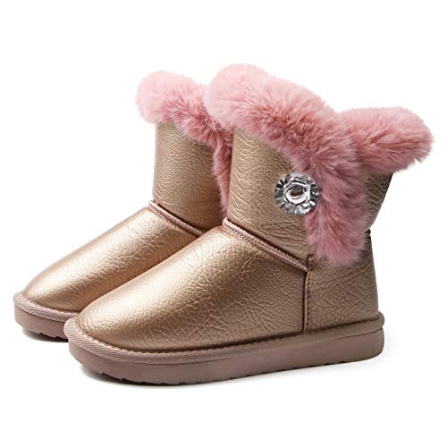 Apawwa Les filles bottes et les filles bottes de neige Des bottes douces et chaudes, des bottes d’hiver ND59 Color Pink Size 32 Cover