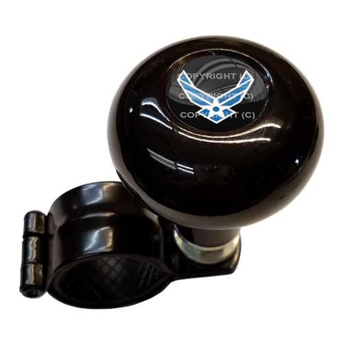 TrickToppers Gloss Black Aluminum Steering Wheel Spinner Suicide Brody Knob For Hot Rod Customs Car Truck SUV Tractor Trailer Big Rig Boat & More - Veteran Military USAF Air Force Wings Logo