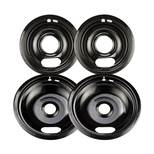 Purelux Electric Stove Drip Pans Replacement for Whirlpool and Kenmore Stove, 4 Pieces Pack with Porcelain Enameled Black Finish by Purelux - Used condition - CA$20.31