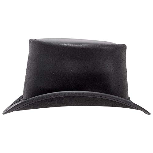 American Hat Makers El Dorado Leather Top Hat, Top Hats For Men & Women (Black) #TOP3