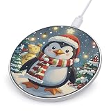 Christmas Funny Penguin Wireless Charger 10W Portable Fast Wireless Charging Pad Compatible with Phone Slim Charging Station Lightweight Charger Mat Charging Block for Travel Home Office