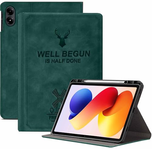 Image of ProElite Case Cover for Xiaomi Redmi Pad 2 Pro 12.1 inch Case, Deer Flip case Cover for Xiaomi Redmi Pad 2 Pro 12.1 inch Case with Pen Holder [Auto Sleep Wake Feature], Dark Green