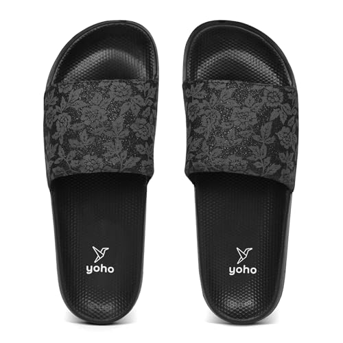 Image of YOHO Tropica Printed Comfortable Women Slides | Stylish Rainy Footwear & Waterproof Monsoon Sandals | Soft Inner Lining On Strap