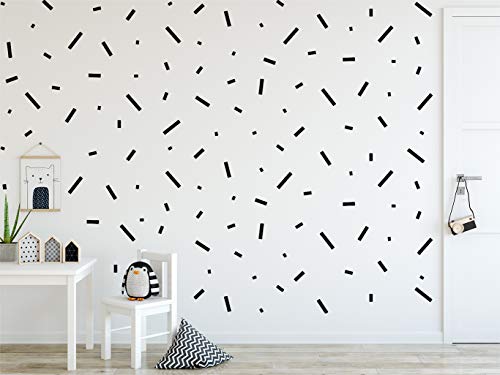 Stickerdeen | Rectangle Confetti Shape Decoration Removable Wall Art Vinyl Decal Stickers | (Pack Of 316) (Black) #TOP4