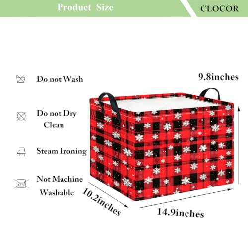 Image of CLOCOR Rectangular Storage Basket,Collapsible Cute Pattern Storage Bin,Waterproof Books Box with Handles,Gift Basket(Let It Snow)