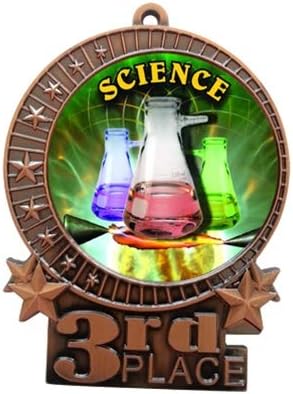 Express Medals 1 to 50 Packs - 3" Science Fair 3rd Place Bronze Medal with Neck Ribbon Award XMD
