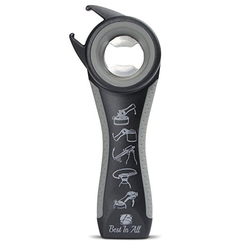 Best Ever Premium 5 in 1 Lids off Jar Opener and Bottle Opener - Save kitchen space from bulky Jar, Bottle and Can Openers with this one awesome gadget from Best In All (White)