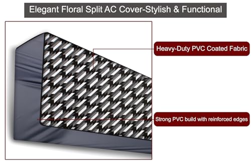 Image of The Furnishing Tree Split AC cover for indoor and outdoor unit of 1 ton waterproof and dustproof Grey Hounds Tooth pattern