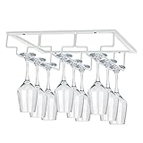 MOCOUM Wine Glass Rack, 3 Rows, White, Under Cabinet, Stemware Hanger, 1 Pack