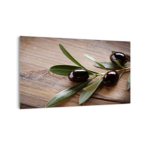 Küchenrückwand 'Oliven auf Holz' in div. Größen, Glas-Rückwand, Wandpaneele, Spritzschutz & Fliesenspiegel