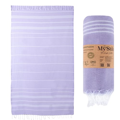 MyStilo XXL Saunahandtuch Hamamtuch - Großes Weiches Badetuch 100x200cm Schnelltrocknend - Premium Strandtuch Beach Towel Handtuch für Männer Frauen Yoga und Fitness (Lila)