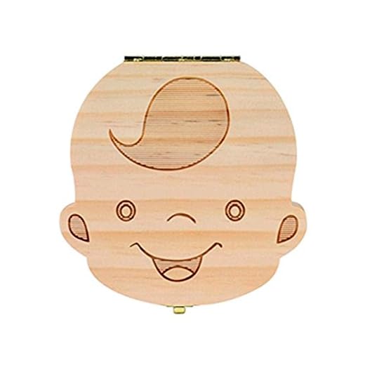 Leisial Caja de Almacenamiento de Dientes de Leche Souvenir Caja Guardar Madera Diente Organizador de la Caja para Niños Bebé 1pc(Español)