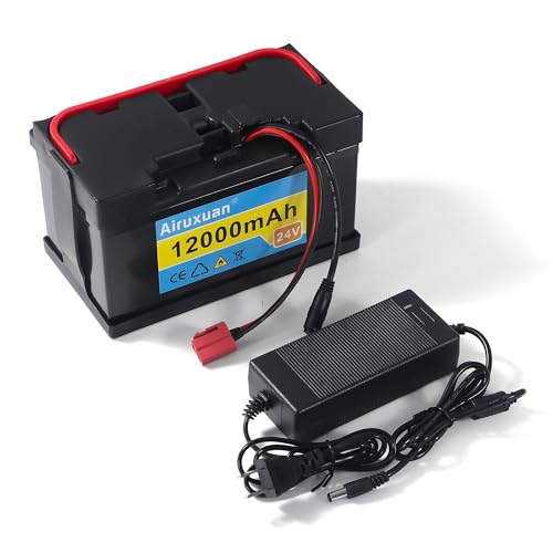 Airuxuan 24V 12Ah Lithium Battery for Kids Ride-On Cars & Power Wheels 25A BMS 2A Charger Compatible with Dynacraft Realtree 24V UTVs