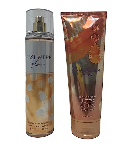 Bath & Body Works - Signature Collection - Cashmere Glow - Fine Fragrance Mist 8 Fl Oz & Ultra Shea Body Cream - 8 Oz