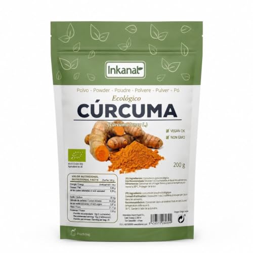Cúrcuma en Polvo 200g BIO | INKANAT | 100% Natural y Pura | Superalimento con Propiedades Antioxidantes