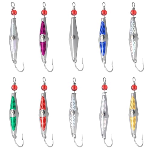 Soulchen 10 Pcs Trolling Spoon Lures Spoon Precision Fishing Spoons for Spanish Mackerel, Tuna, Atlantic Bonito and More (Multicolor)