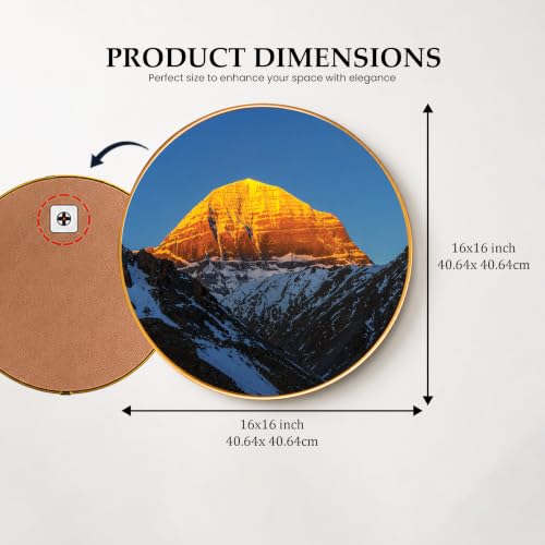 Image of PAINTINGMANTRA Mount Kailash Framed Wall Art Painting For Living Room, Himalayan Poster with frame for Wall, Decoration item for bedroom & Home, 16 Inch