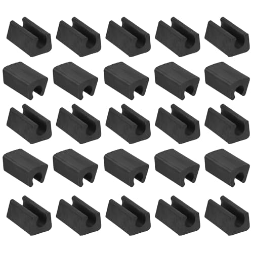 QUARKZMAN 25 Pack Tapones Rectangulares Antideslizantes para Patas de Silla Ajuste para Patas de Tubo Metálico de 10mm Protectores de Plástico para Suelos de Madera Negro