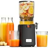 LINKChef Fruta Entera Extractor de Zumos y Verduras, 130mm Calibrey 1,8L Licuadora Prensado en Frio, 250W Extractor de Jugo Juicer Machine, Función de Masticación Inversa, Fácil de instalar y limpiar