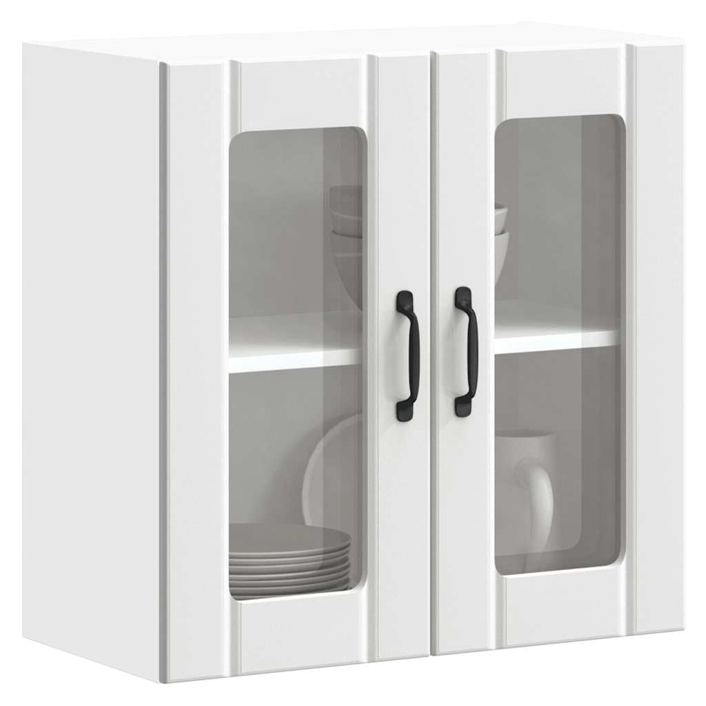 vidaXL Pensile da Cucina con Porta in Vetro Lucca Bianco Truciolato, armadietto pensile Cucina, pensile per Parete Cucina, pensile Cucina a Parete
