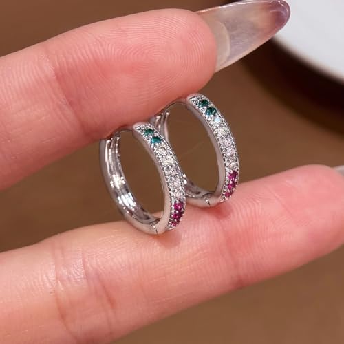 1pair Fashionable Minimalist Colorful Zircon Women Earrings Perfe...
