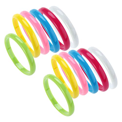 Stobok Plastic Bangle Cute Candy Color Bracelets Party Favors Plastic Jewelry For Child Women Girl Gift For Christmas 12Pcs/Set #TOP7
