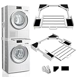 Kiss Core Washer Dryer Stacking Kit 29 inch, Universal Washer and Dryer Stacking Kit with Pull Out Drying Rack, Adjustable 29'/28'/27'/26'/25'/24' Stacking Kit with Ratchet Strap