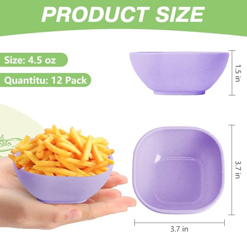 SHECIPIN 6 Pack Small Plastic Bowls 4.5 OZ Unbreakable Wheat Straw Dipping Bowls,plastic ramekins, Assorted Colors Dipping Sauce Cups, dip cups, Dessert, Ketchup - Image 4
