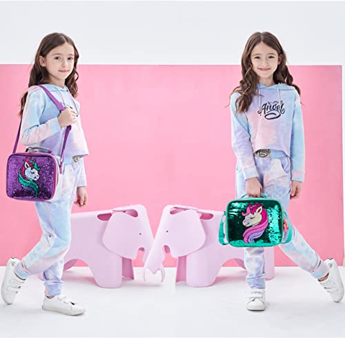 Meetbelify Girls Rolling Backpack Kids Backpacks With Wheels Backpack For Girls For School With Lunch Box Unicorn Reversible Sequin School Bags #TOP5