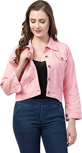 pink denim jacket amazon