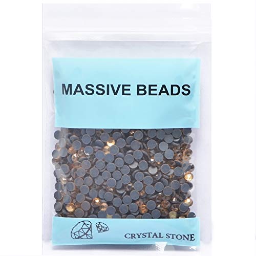 Image of 3000 Pieces Hot Fix Glass Flatback Rhinestones HotFix Round Crystal Gems (Smoked Topaz, SS10)