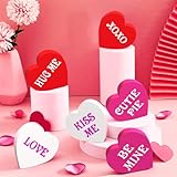 6Pcs Valentine's Day Wooden Sign Heart Shape Home Decor Conversation Heart Signs Valentine Heart Table Decor Tiered Tray Signs Heart Tiered Tray for Home Party Decor Wedding Anniversary Table Decor