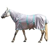 LEAFOREST Horse Mesh Combo Fly Sheet with Adjustable Belly Guard and Detachable Neck Cover Lightweight and Breathable Protect Equines Gray 75'