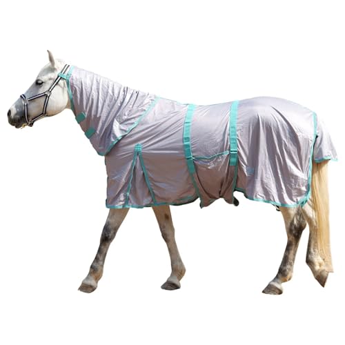 LEAFOREST Horse Mesh Combo Fly Sheet with Adjustable Belly Guard and Detachable Neck Cover Lightweight and Breathable Protect Equines Gray 75"