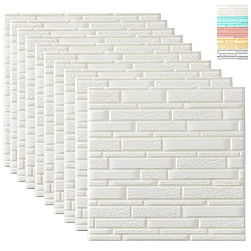 WADILE 3D Wall Panels Peel and Stick,10Pack Self Adhesive Wallpaper, Removable Wallpaper Waterproof PE Foam, for Interior Wall Decor Brick Wall Living Room