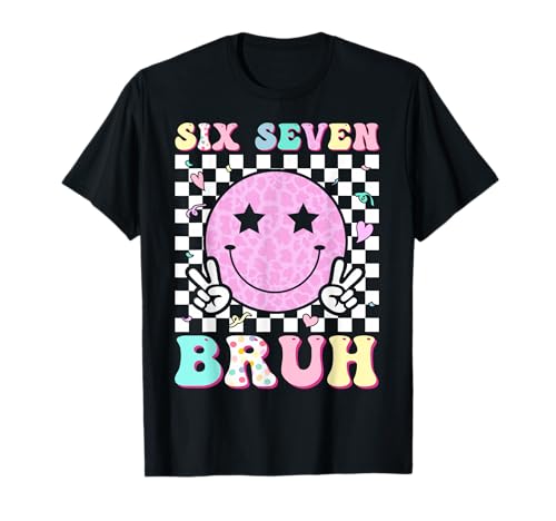 Funny 67 Meme Happy Face 6-7 Boys Kids Teens Six Seven Bruh T-Shirt