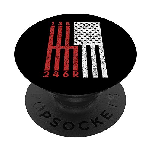 Funny Stick Shift USA Flag Muscle Car 6 engranajes mecánico regalo PopSockets PopGrip Intercambiable