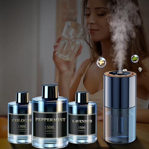 Image of Zerain Car Air Freshener Special Perfume Refill Essential Oil, 150ML Natural Fragrance Peppermint Essential Oil，Lasts for 8-12 Months, 5 Fragrances Natural Plant Extracts, 0 Alcohol 0 Added