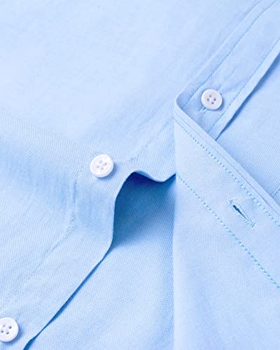 Image of Alimens & Gentle Mens Solid Oxford Shirt Long Sleeve Dress Shirt Work Casual Button Down Shirts with Pocket